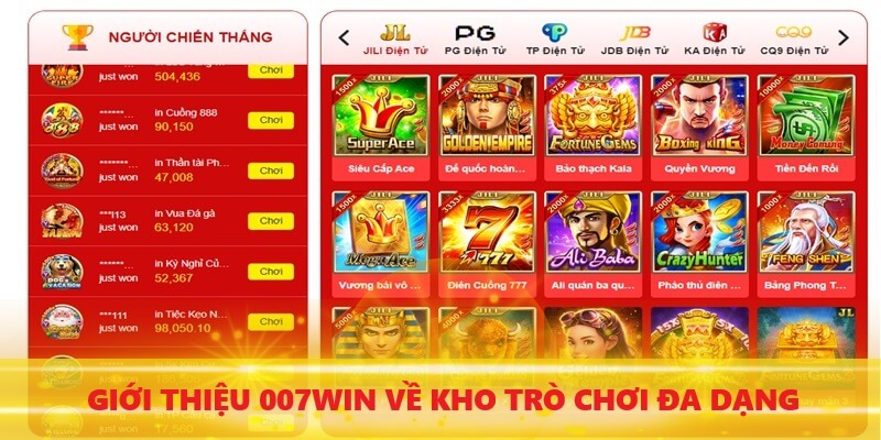 Đa dạng những trò chơi phổ biến tại 007win